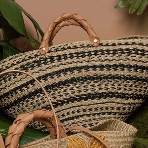 NWT Anthropologie ARANAZ Market Straw Beach Tote Bag